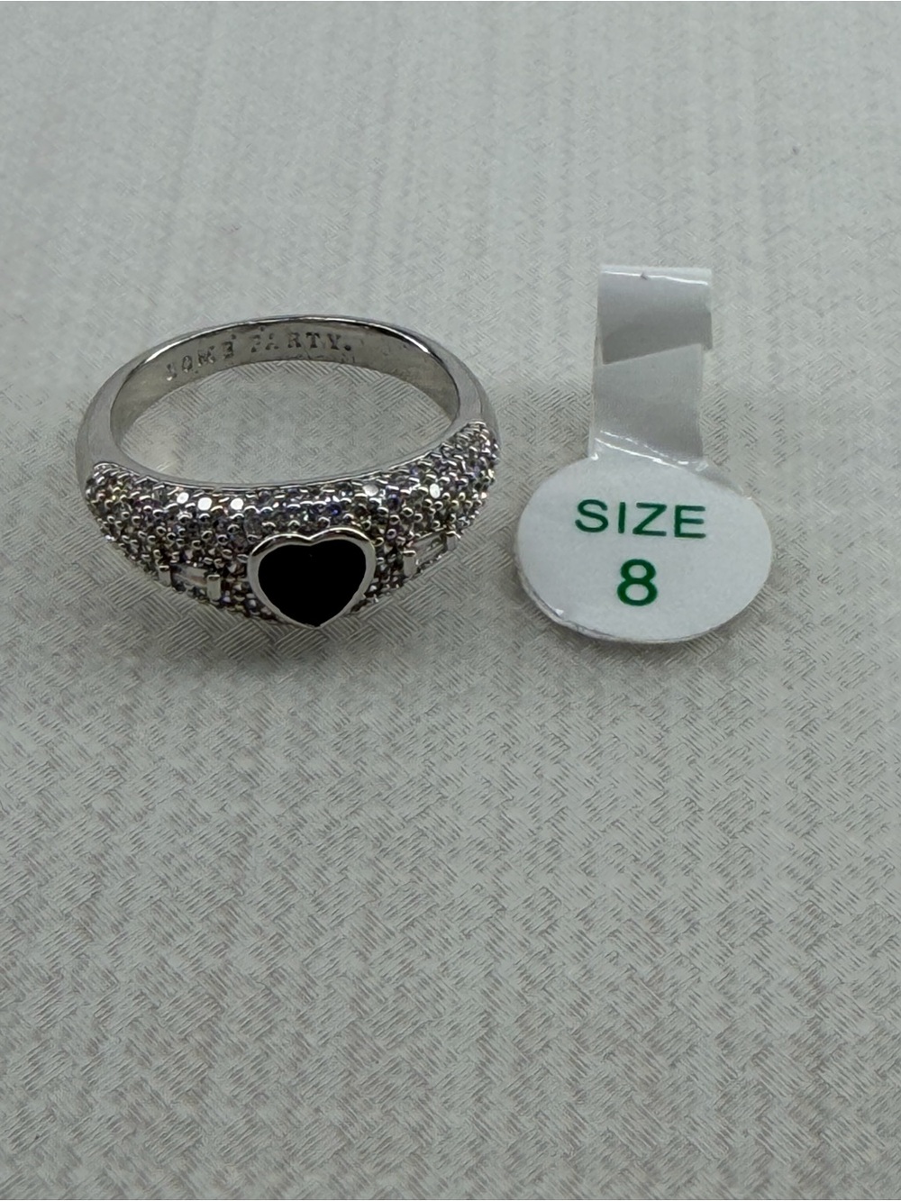 Bomb Party OG Ring Silver Black Heart Size 8